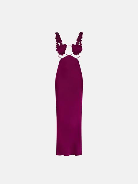 THE ATTICO ''AMBER'' BURGUNDY MIDI DRESS