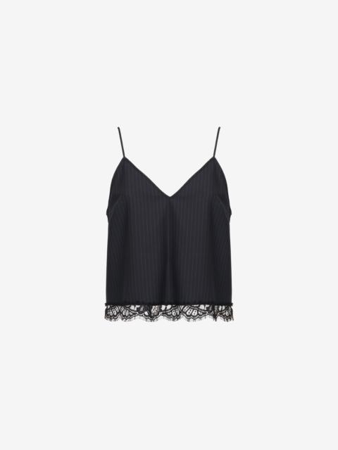 Women's Lace Detail Pinstripe Camisole in Navy