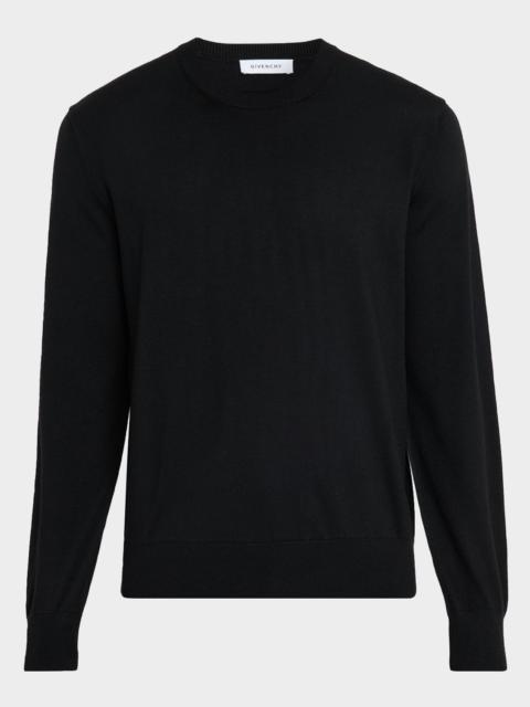 Givenchy Men's Wool Knit Grosgrain-Trim Crewneck Sweater