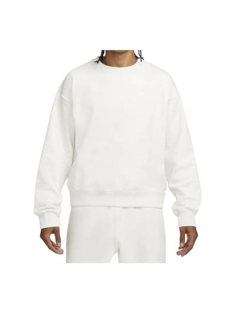 Nike Solid Color Round Neck Dropped Shoulder Sleeves Straight Long Sleeves Hoodie Men's White DA0318