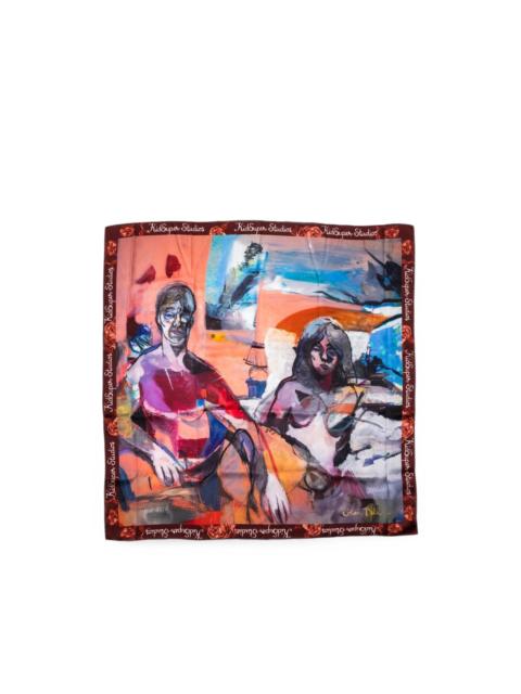 KidSuper Man and Woman Painting silk scarf