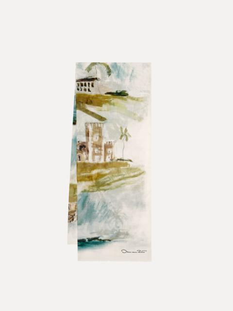 Oscar de la Renta DOMINICAN LANDSCAPE MODAL CASHMERE SCARF