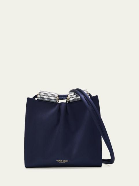 GIORGIO ARMANI Satin Shoulder Bag with Rhinestone Detail