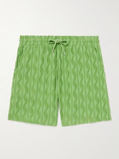 FRESCOBOL CARIOCA Augusto Straight-Leg Organic Cotton Terry-Jacquard Shorts Green