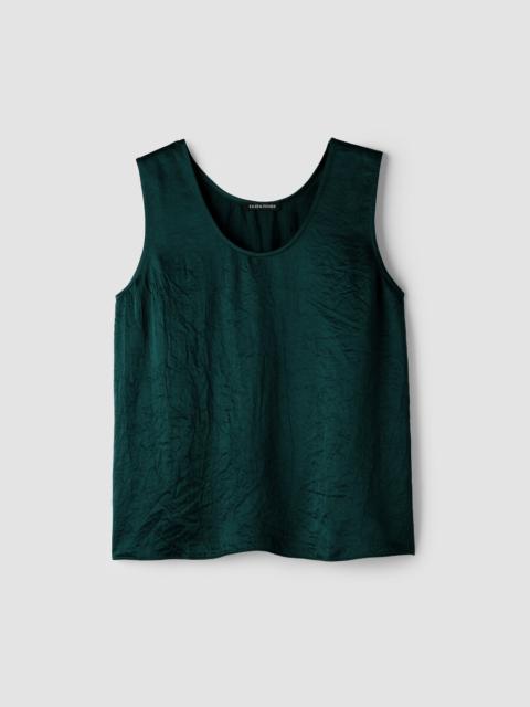 EILEEN FISHER Textured Satin Curved V-Neck Tank