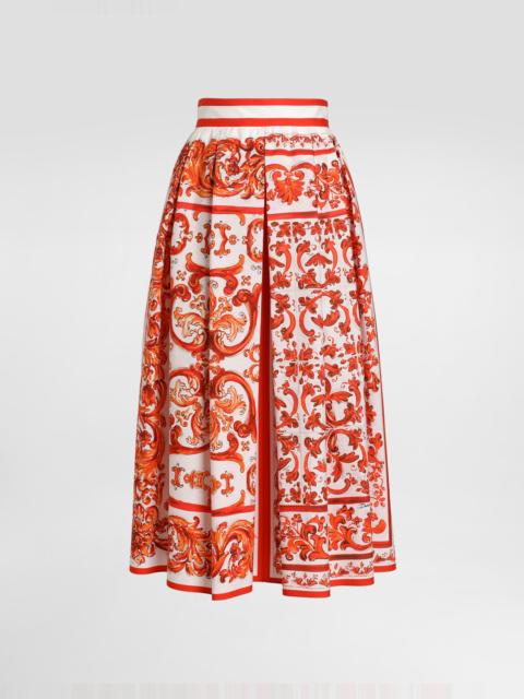 Dolce & Gabbana Majolica-print poplin pleated skirt