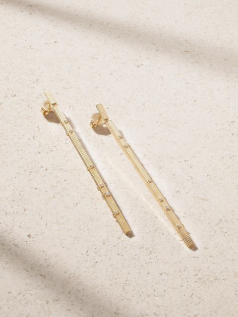 SYDNEY EVAN Fluted Bar 14-karat gold diamond earrings Gold