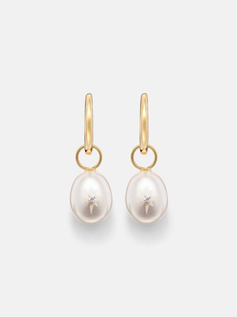 MATEO 14kt gold drop earrings with pearls and diamonds