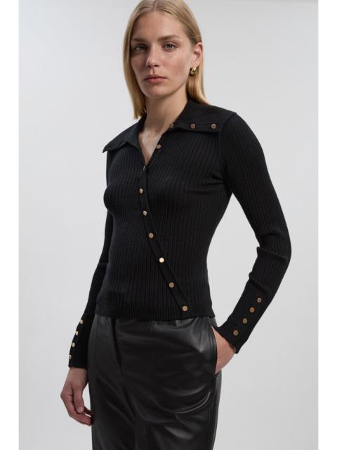KAREN MILLEN Viscose Blend Trim Detail Knit Top