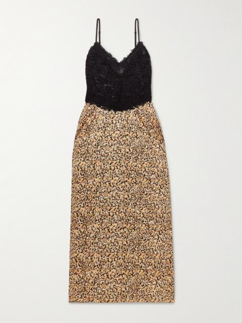 KIKA VARGAS Petra Lace And Printed Satin Maxi Dress