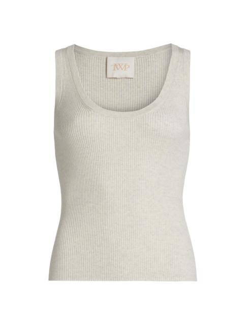 TWP Women's Merino Wool Knit Scoopneck Tank - White Heather Grey