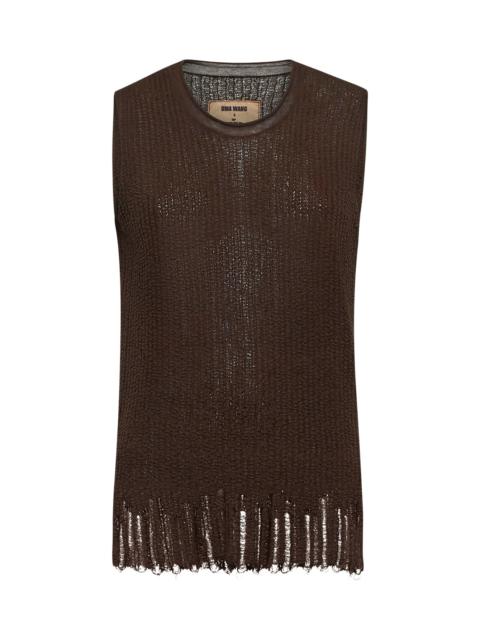 UMA WANG Brown cotton and silk knit top