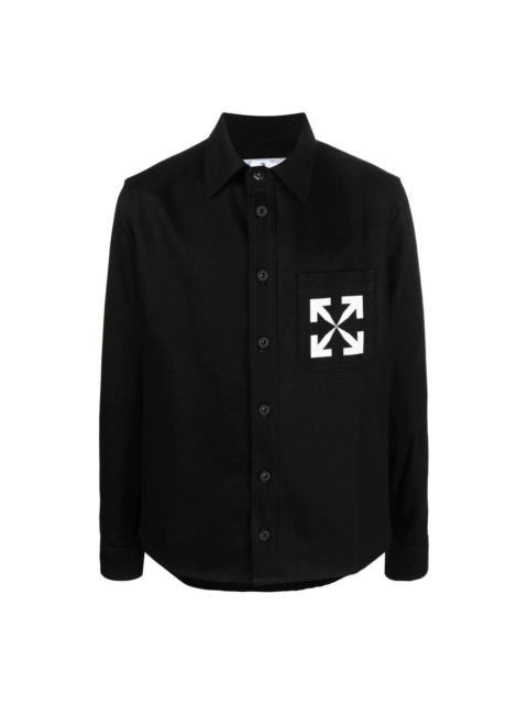 Off-White 오프 화이트 SS22 화살표 로고 패턴 데님 긴 소매 셔츠 검정 OMYD027C99DEN0021001