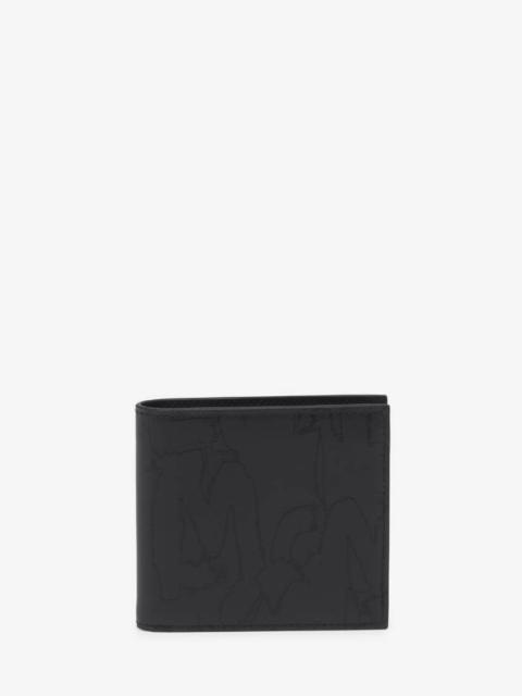 Men's McQueen Graffiti Billfold Wallet in Black