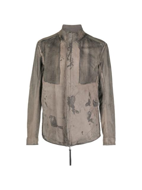 reversible high-neck leather jacket