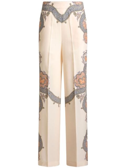 Etro Year of Snake silk palazzo trousers
