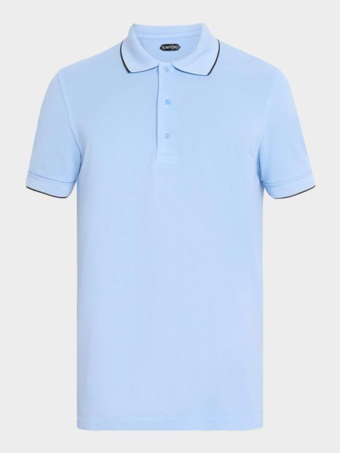 TOM FORD Men's Contrast-Trim Short-Sleeve Polo Shirt