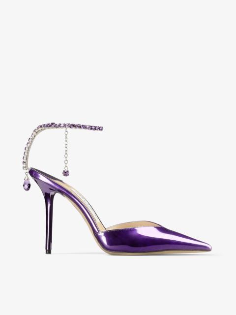 Saeda 100
Cassis Liquid Metal Leather Pumps with Crystal Chain