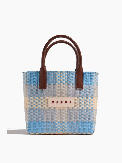 Marni Check Tote Small in Lily White/Frost/Shadow