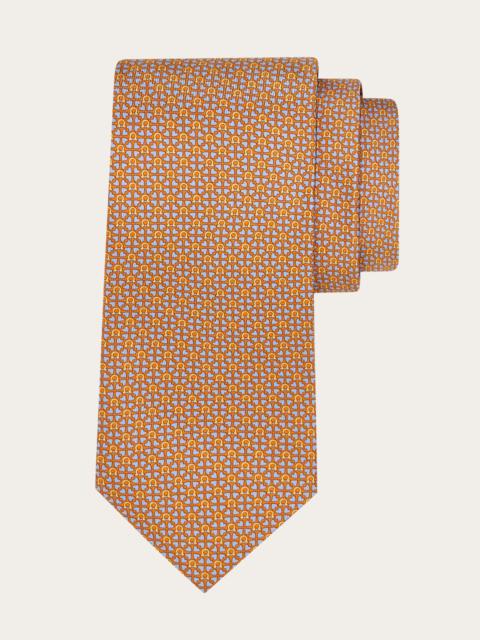 FERRAGAMO Printed silk tie with hearts and Gancini