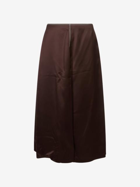 Marni contrast-stitch satin midi skirt