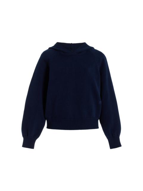 Park Hooded Knit Cotton Sweater navy