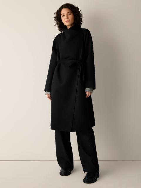 EILEEN FISHER Lustrous Wool Drape Neck Coat