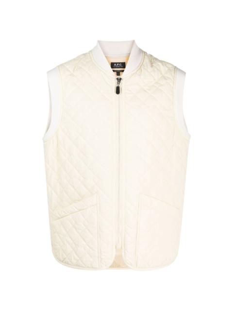 A.P.C. diamond-quilted zip-up gilet