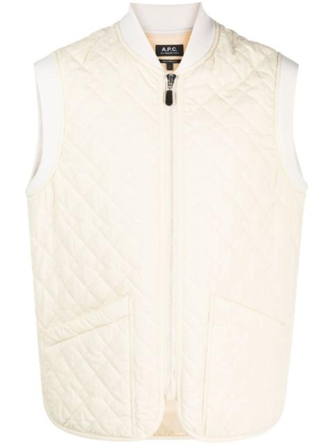 A.P.C. diamond-quilted zip-up gilet