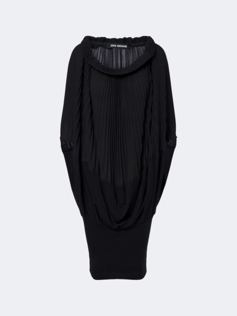 Junya Watanabe Pleated wool-paneled midi dress