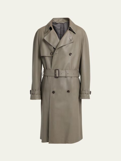 Brioni Men's Loden Leather Trench Coat