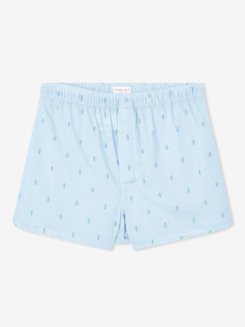 Derek Rose Men's Modern Fit Boxers Nelson 94 Cotton Batiste Blue