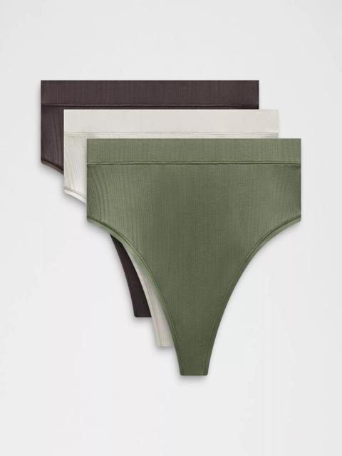 lululemon UnderEase High-Waist Ribbed Thong Underwear *3 Pack