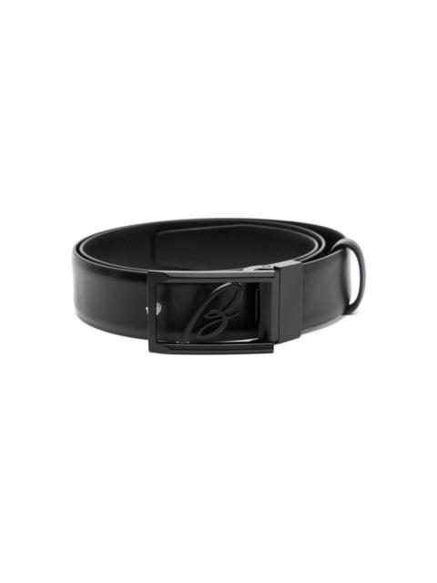 Brioni logo-buckle leather belt
