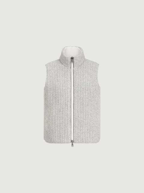 Brunello Cucinelli Cashmere Feather yarn reversible knit down vest with monili