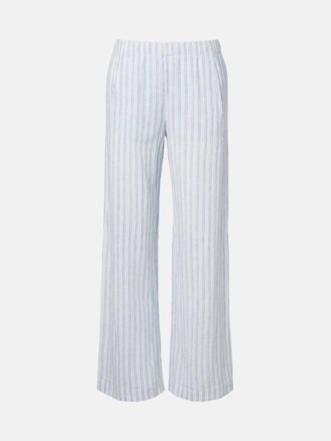 velvet Evony striped cotton and linen wide-leg pants