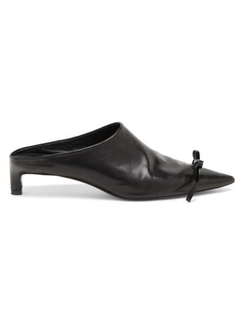 Jil Sander Women's 25MM Bow-Detail Leather Mules - Black