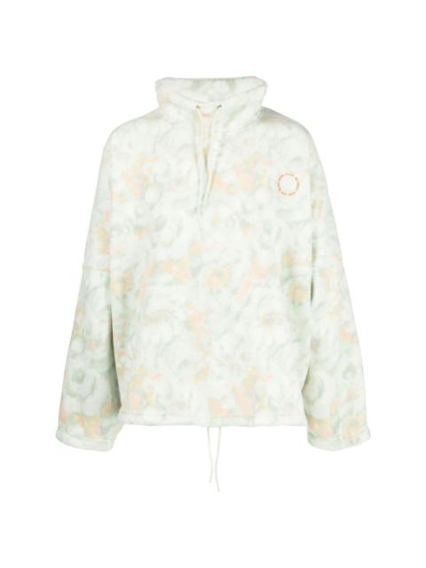 floral-print fleece jumper