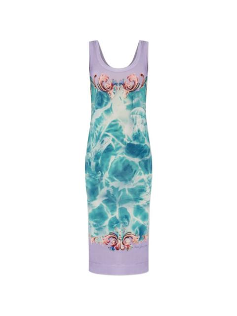 VERSACE JEANS COUTURE printed sleeveless midi dress