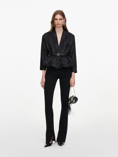 self-portrait Black Jacquard Peplum Top