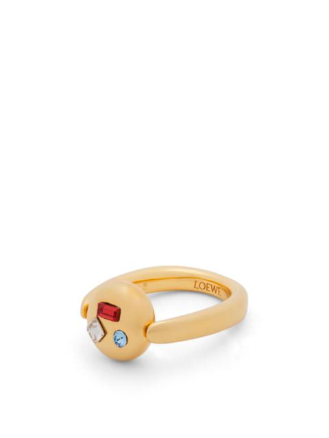 Loewe Anagram Pebble ring in sterling silver and crystals