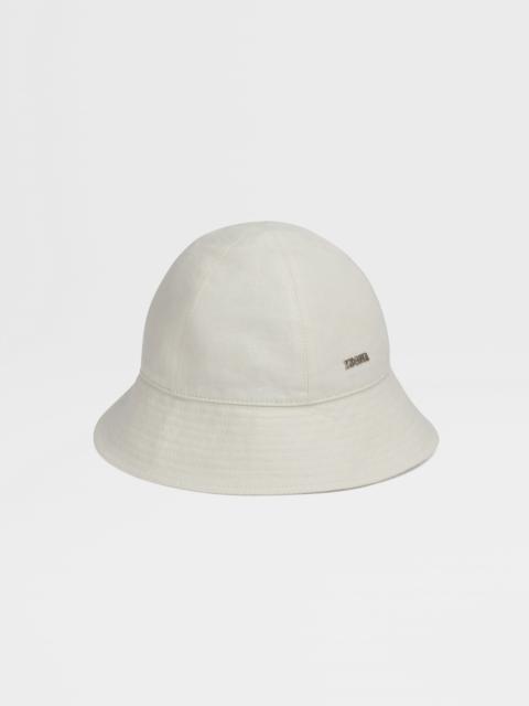 ZEGNA LIGHT BEIGE OASI LINO BUCKET HAT