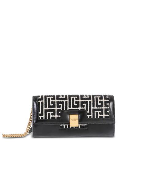 Balmain Bicolor jacquard 1945 wallet with chain