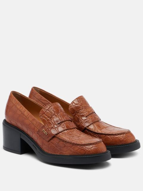 Tod's Croc-effect leather loafer pumps
