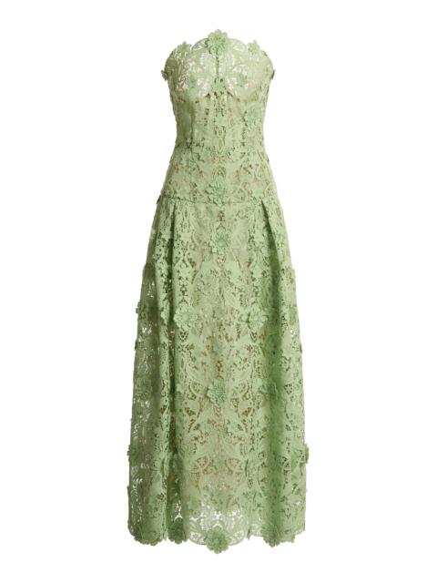 ZUHAIR MURAD Macrame Corset Silk-Blend Midi Dress green