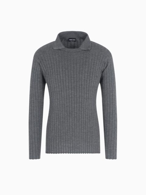 GIORGIO ARMANI RIBBED CASHMERE AND SILK JUMPER
