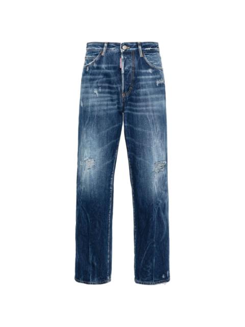 mid-rise straight-leg jeans