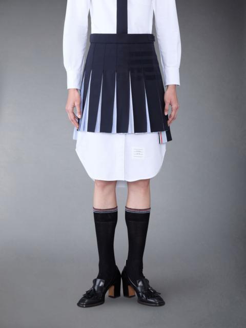 Plain Weave 4-Bar Pleated Mini Skirt
