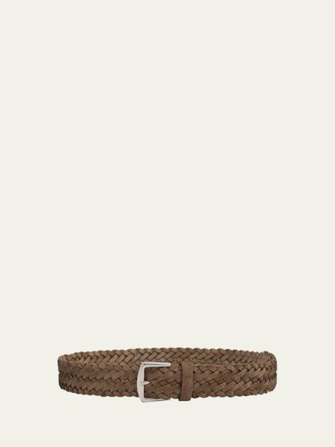 Loro Piana Men's Alsavel Braided Suede Belt