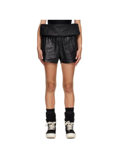 Rick Owens Black Tower Crater Leather Shorts